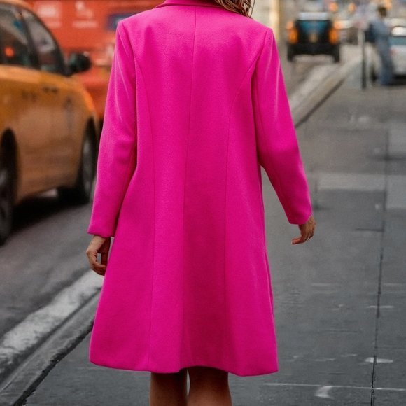 Chic Lapel Neck Double Breasted Overcoat Pink - Picture 3 of 4